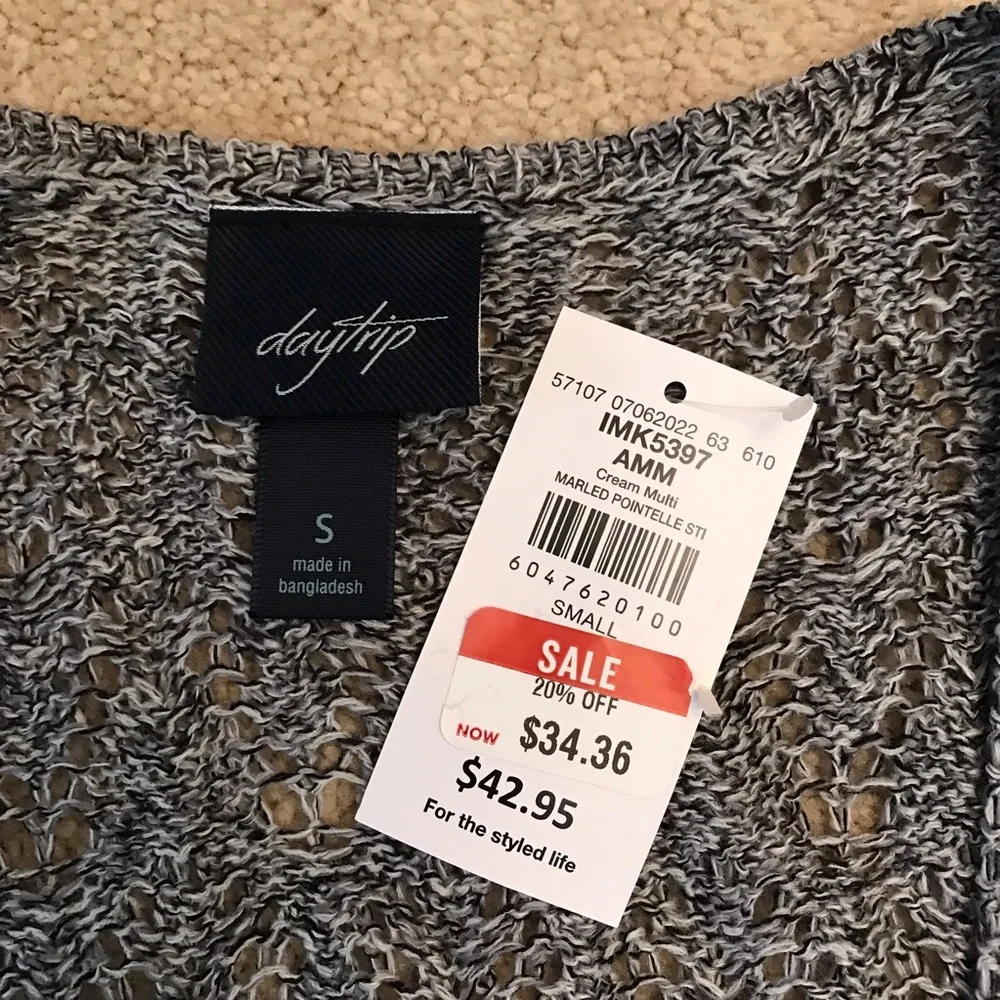 Daytrip Lightweight Cardigan Duster NEW Women Small Grey Long Open Knit Cover Up - Picture 4 of 15